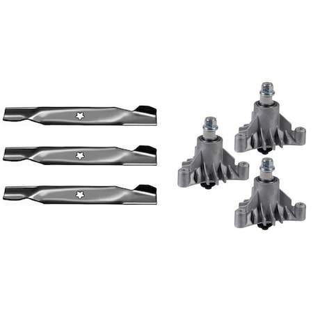 Aic Replacement Parts Blades & Spindles Kit for 50 Deck Craftsman, Fits Husqvarna, Poulan 143651, 137 LAB50-0111DECKKIT
